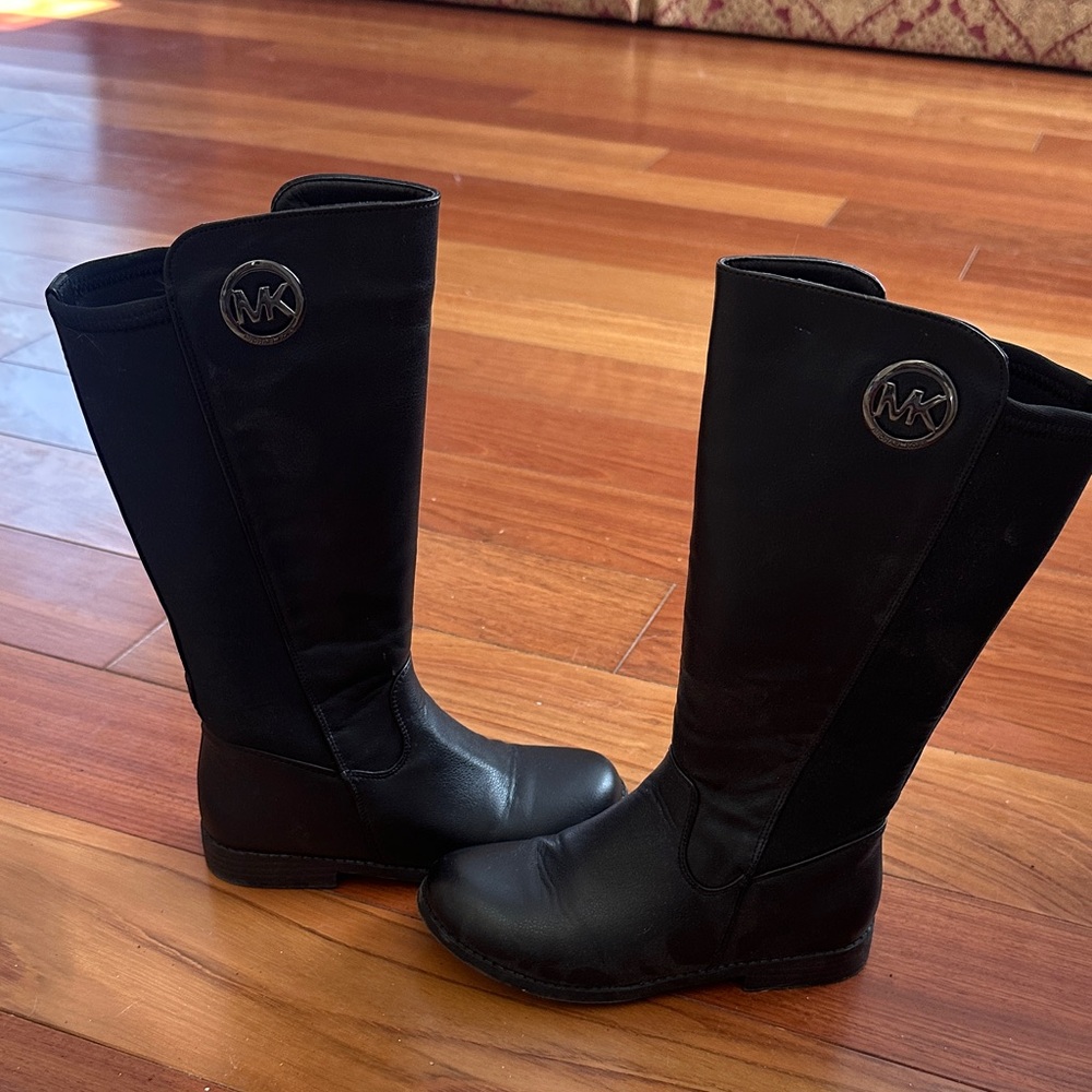 Michael Kors Size 2 Black MK Emblem Tall Riding Boots